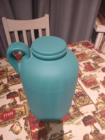 Vintage Turquoise Glass Carafe / Decanter